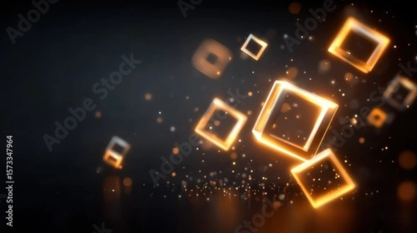 Fototapeta Floating geometric shapes diamonds and squares in 3d design
