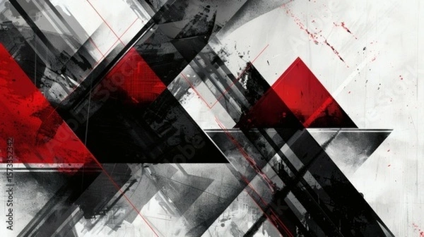 Fototapeta Abstract Geometric Background with Red and Black Grunge Style