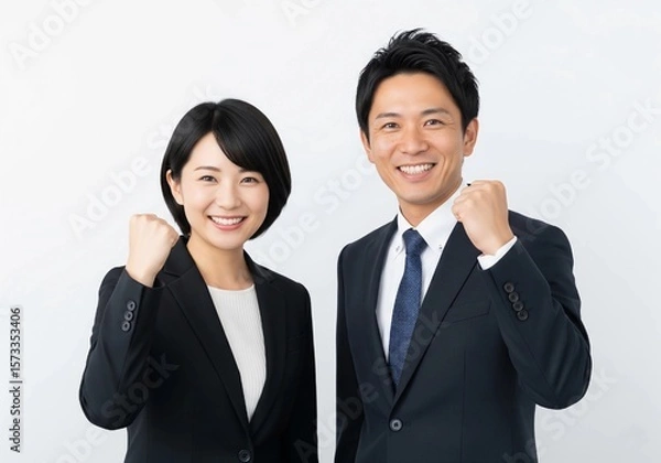 Fototapeta ガッツポーズのビジネスマン