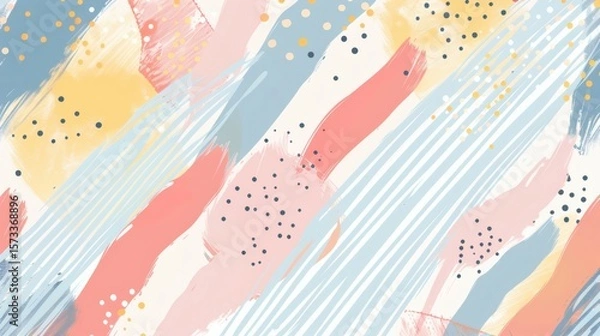 Fototapeta Abstract Brush Stroke Background with Pastel Colors and Polka Dot Accents