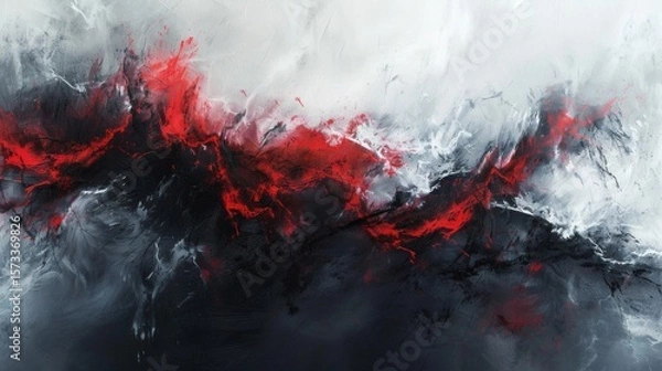 Fototapeta Abstract Black, White, and Red Modern Art Background Texture