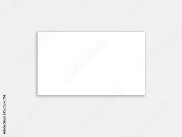 Fototapeta Blank white paper horizontal empty invitation on light grey background. Graphic source for card design and creativitiy template.