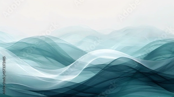 Fototapeta Abstract Teal Wave Background with Flowing Gradient Design