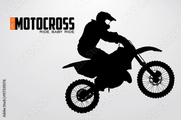Obraz Sylwetka kierowców motocross. Ilustracji wektorowych
