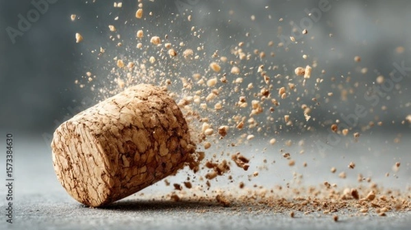 Fototapeta Cork explosion on a gray surface