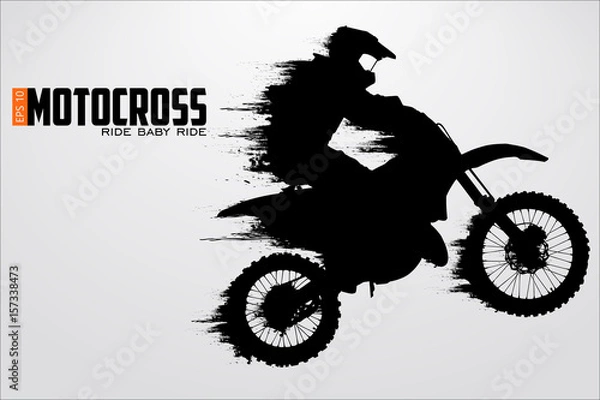 Obraz Motocross Kierowcy Sylwetka. Ilustracja wektorowa