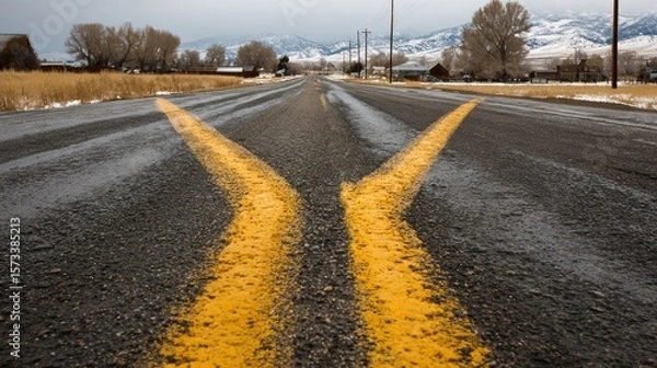 Fototapeta Country road forked path