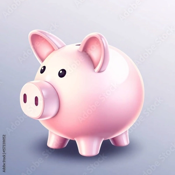 Obraz  A piggy bank, elegantly depicted with smooth gradient transitions, refined features, and seamless color blending