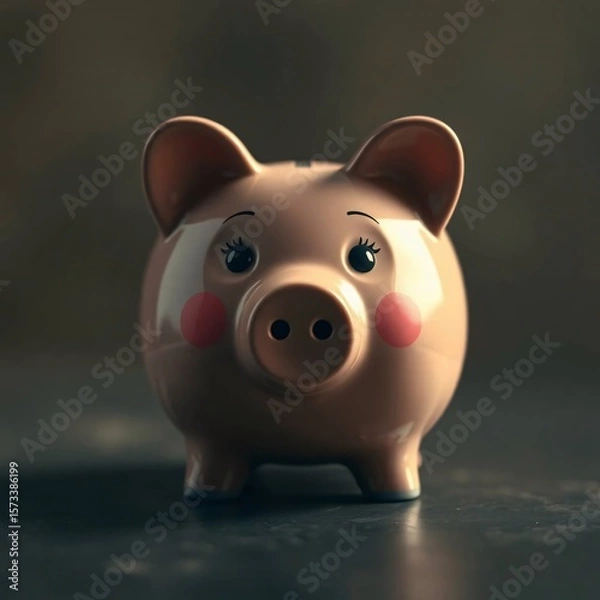 Obraz An elegant piggy bank with refined features, captured in a soft cinematic haze with a soft focus and hazy background