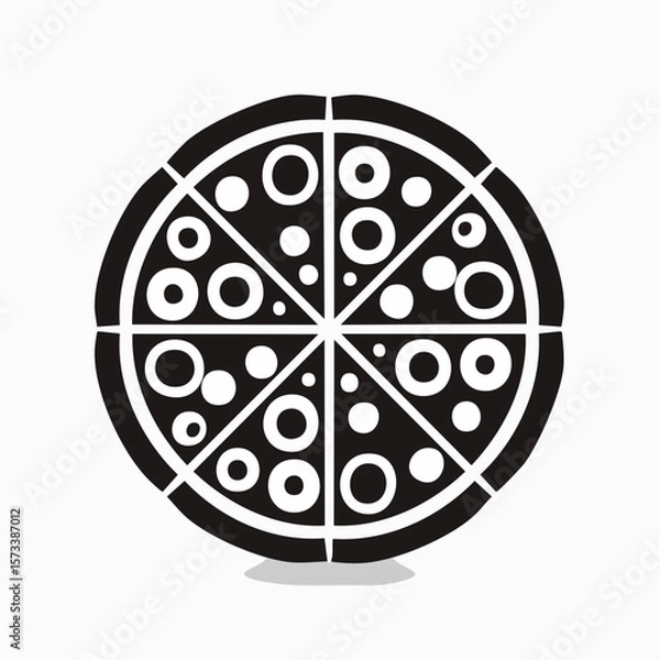 Fototapeta pizza black silhouette vector, Simple silhouette Design vector icon with white background. Food vector