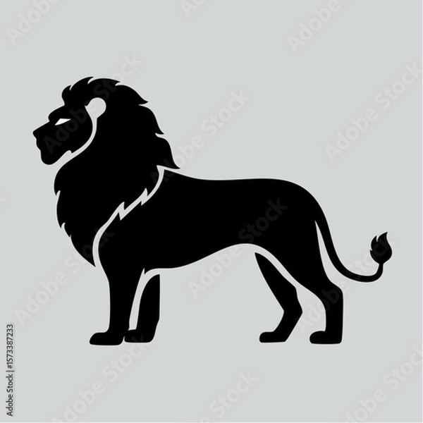 Fototapeta Lion black silhouette vector, Simple silhouette Design vector icon with white background. Wild Animal Vector.