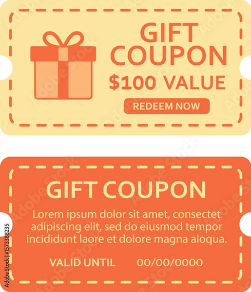 Fototapeta Gift coupon front abd back