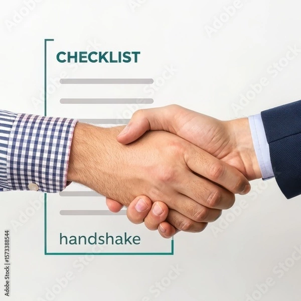 Fototapeta Illustration of a handshake seals a deal, symbolizing a successful business agreement