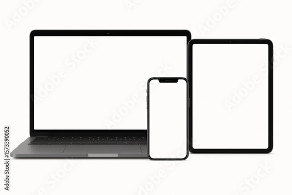 Fototapeta Responsive Web Design: Laptop, Tablet, and Smartphone Mockups