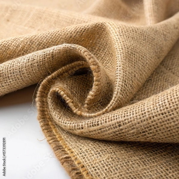 Fototapeta Illustration of closeup view of a folded piece of burlap fabric