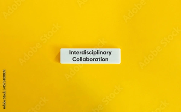 Fototapeta Interdisciplinary Collaboration Concept on Yellow Background with Minimalist Typography