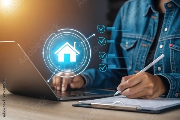 Fototapeta Digital home management and checklist progress