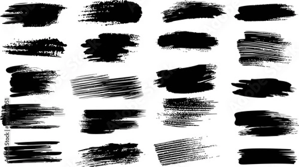 Fototapeta Vector set of black brushstroke textures