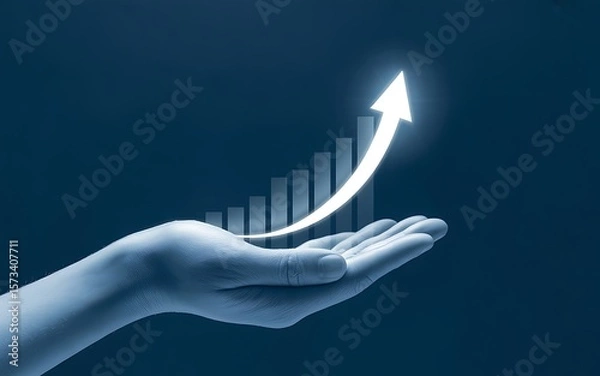 Fototapeta Business growth concept presenting a chart showing ascending trend in the hand, representing progress and upward trajectory.