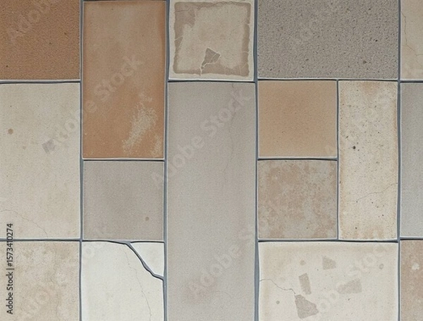 Fototapeta Neutral Beige Tile Wall Texture: Abstract Geometric Pattern Background for Design Projects