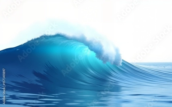 Obraz Blue ocean wave, transparent background. High quality