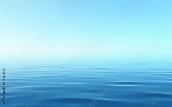 Obraz vector calm sea or ocean surface with small waves and blue sky vector illustration. High quality