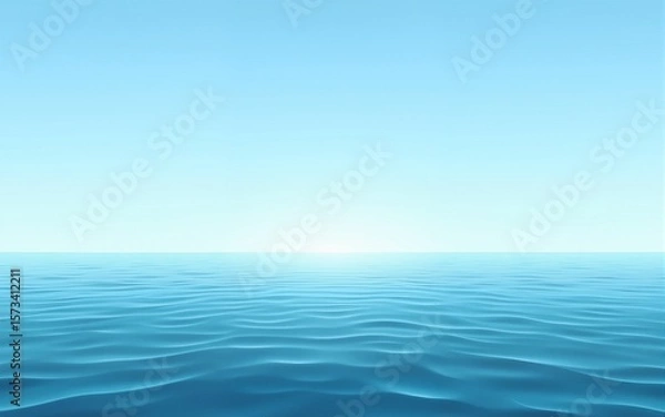 Obraz vector calm sea or ocean surface with small waves and blue sky vector illustration. High quality