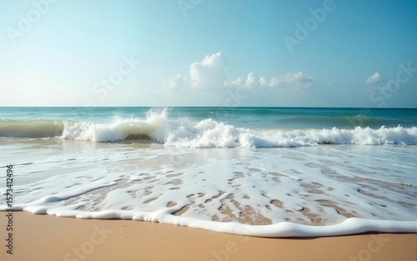 Obraz Waves on the beach as a background. Beautiful natural background at the summer time. High quality
