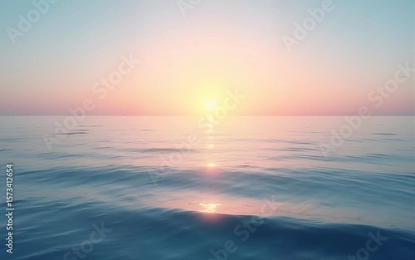 Obraz Calm ocean at sunrise with gentle waves under a pastel sky embracing the new day with tranquility. High quality