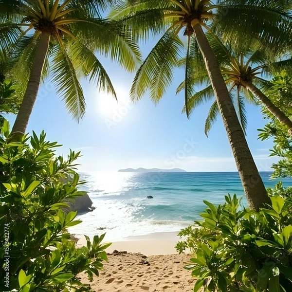 Obraz tropical beach with palm trees