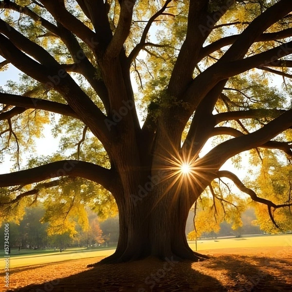 Obraz autumn park in the morning