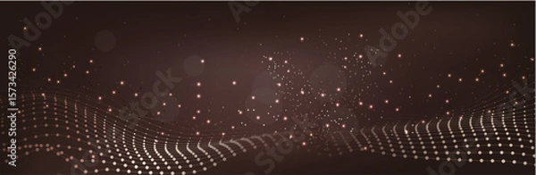 Obraz Abstract Music background. Big Data Particle Flow Visualisation chemical industry. Science infographic futuristic illustration. Sound wave. Premium background design with mocha mousse sound wave