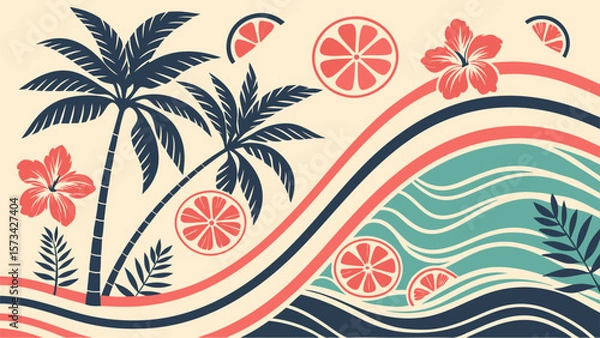 Obraz a vibrant seamless tropical retro pattern feature