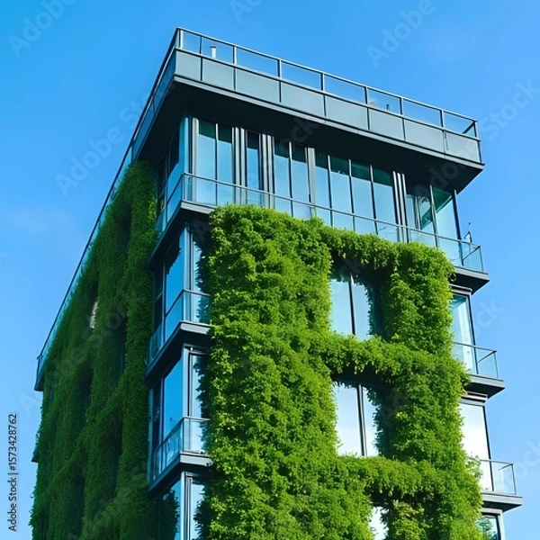 Obraz modern building with green windows