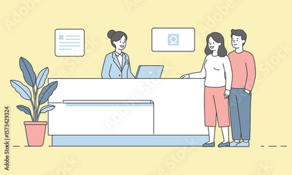 Fototapeta Reception Scene with Flat Colors