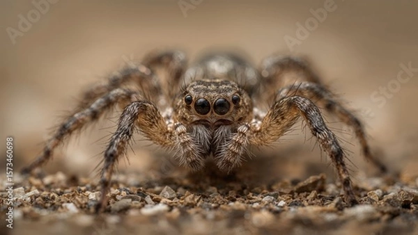 Fototapeta Ultra-Realistic Macro Photo of Spider with Sharp Focus on Eyes and Legs