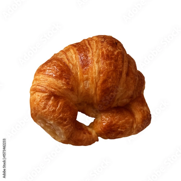 Obraz Traditional French breakfast bun made of puff paste and butter, symbol of France, fresh bakery image, souvenir of trip to Paris, isolated object cut out with clipping path, soft selective focus