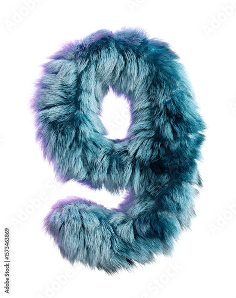 Fototapeta Blue Fur Styled Into Bold Letter X Isolated on White Background