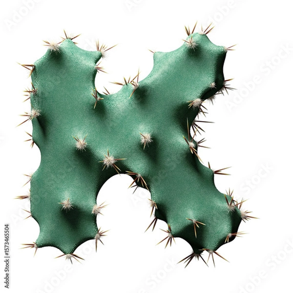 Fototapeta Cactus Shaped as Letter K on White Background