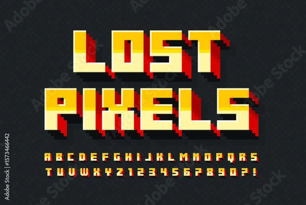 Fototapeta Pixel stylized vector alphabet design. High contrast and sharp, retro-futuristic.