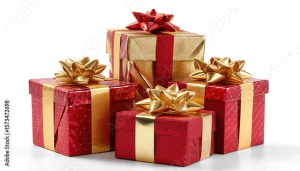 Fototapeta Holiday Gift Box in 3D Style, Colorful Christmas Present Icon for Seasonal Design