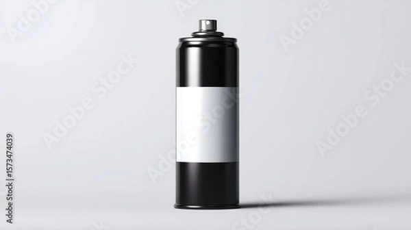 Obraz A sleek, matte-black spray paint can. The clean lines, a minimalist aesthetic, and a blank label to evoke creativity and customization.