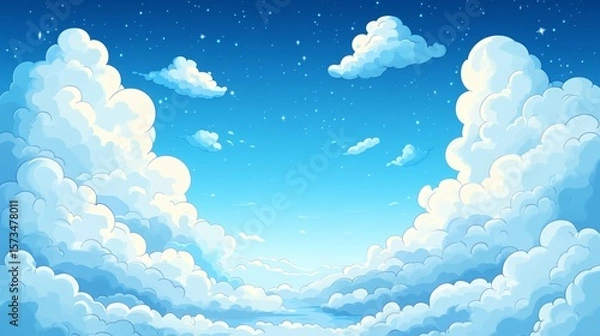Obraz Night Sky Cloudscape, Above, Calm, Vivid