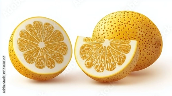 Obraz Lemon slices, close-up, studio,  detailed illustration