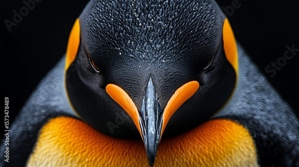Obraz Close-up Emperor Penguin Portrait in Antarctic Darkness