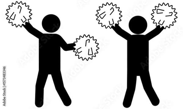 Fototapeta ポンポンを持って応援するチアリーダーのピクトグラム