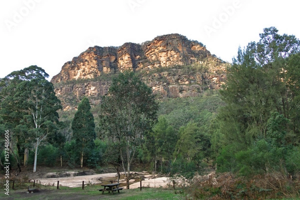 Obraz Photograph of the Capertee River at very low levels running through the Capertee Valley after major flood damage in the Wollemi National Park in NSW, Australia.