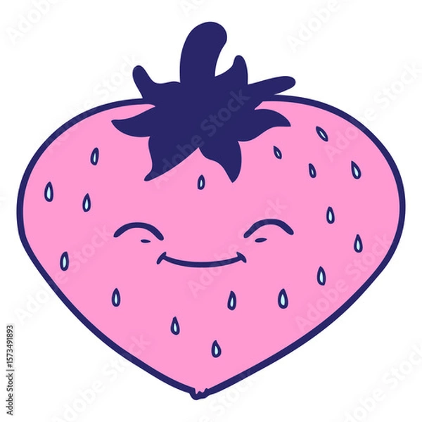 Obraz cartoon strawberry in bright neon color