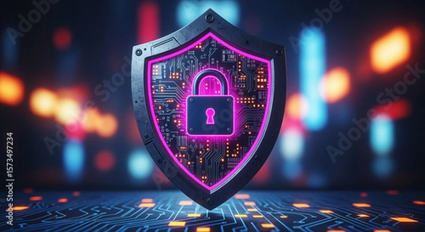 Fototapeta Cyber ​​security and data protection, internet network security, protect business and financial transaction data from cyber attack, user private data security encryption	