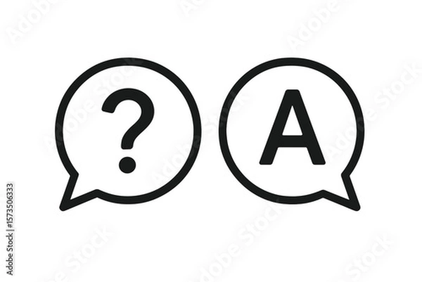 Fototapeta Question and Answer Chat Icon Set. Speech Bubble with Question Mark and Letter A. FAQ Support, Help Center, Customer Service, Online Communication, Vector Illustration, Isolated Transparent Background